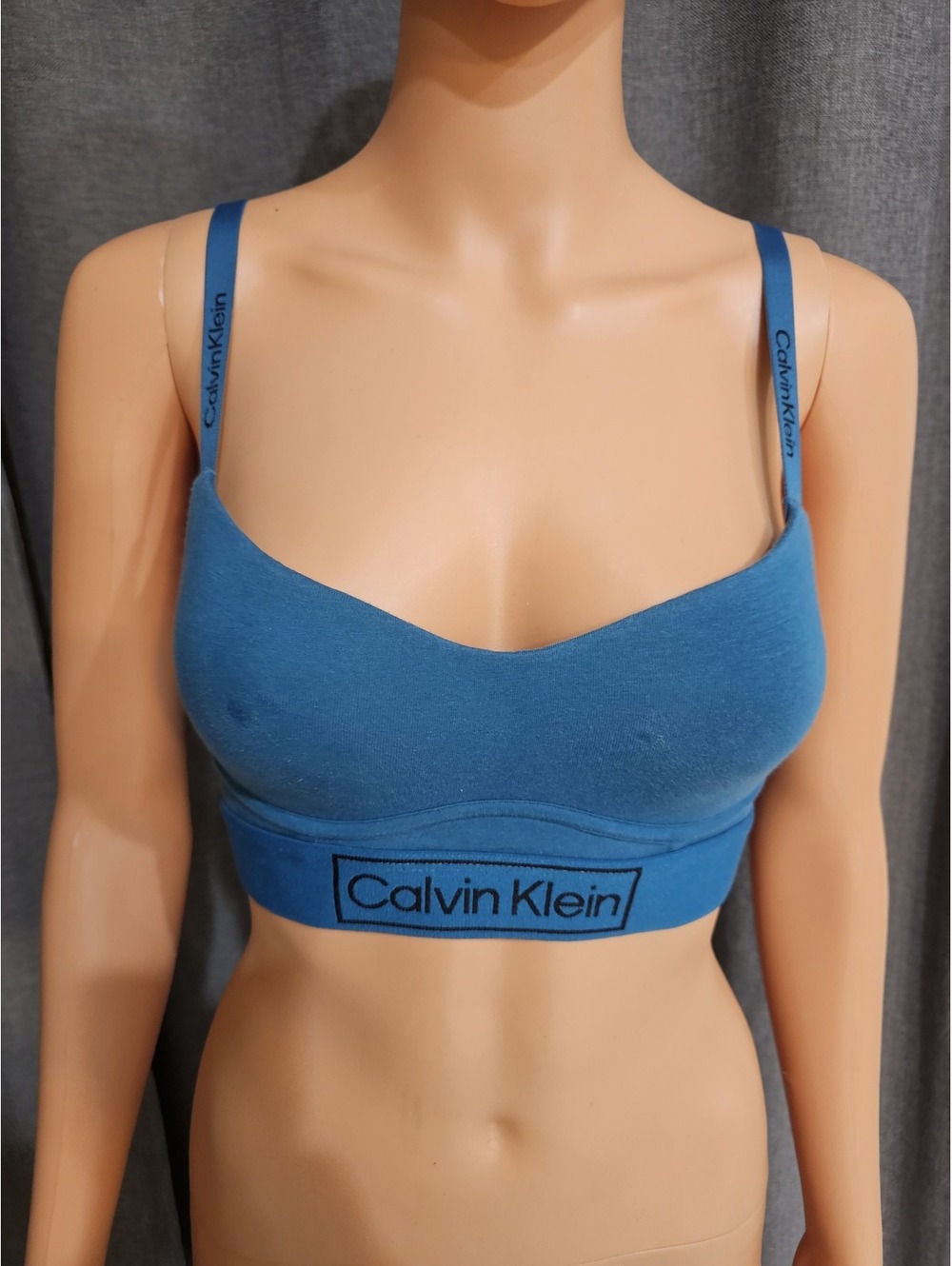 Calvin Klein Blue Bralette with Adjustable Straps and Hook Closure, Size S